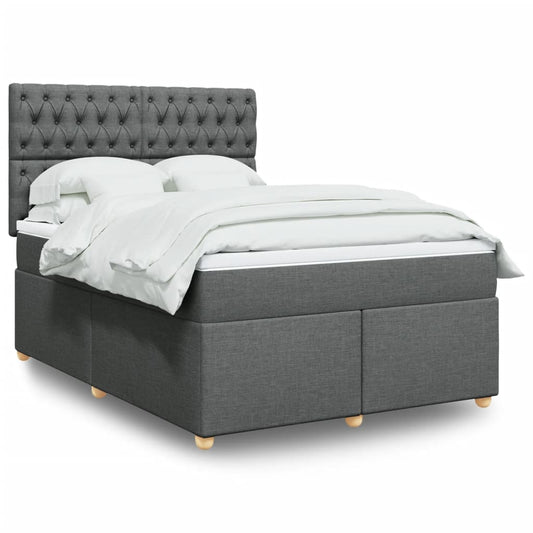 vidaXL Κρεβάτι Boxspring με Στρώμα Σκούρο Γκρι 160x200 εκ Υφασμάτινο