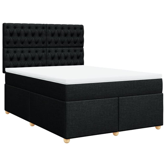 vidaXL Κρεβάτι Boxspring με Στρώμα Μαύρο 160x200 εκ. Υφασμάτινο