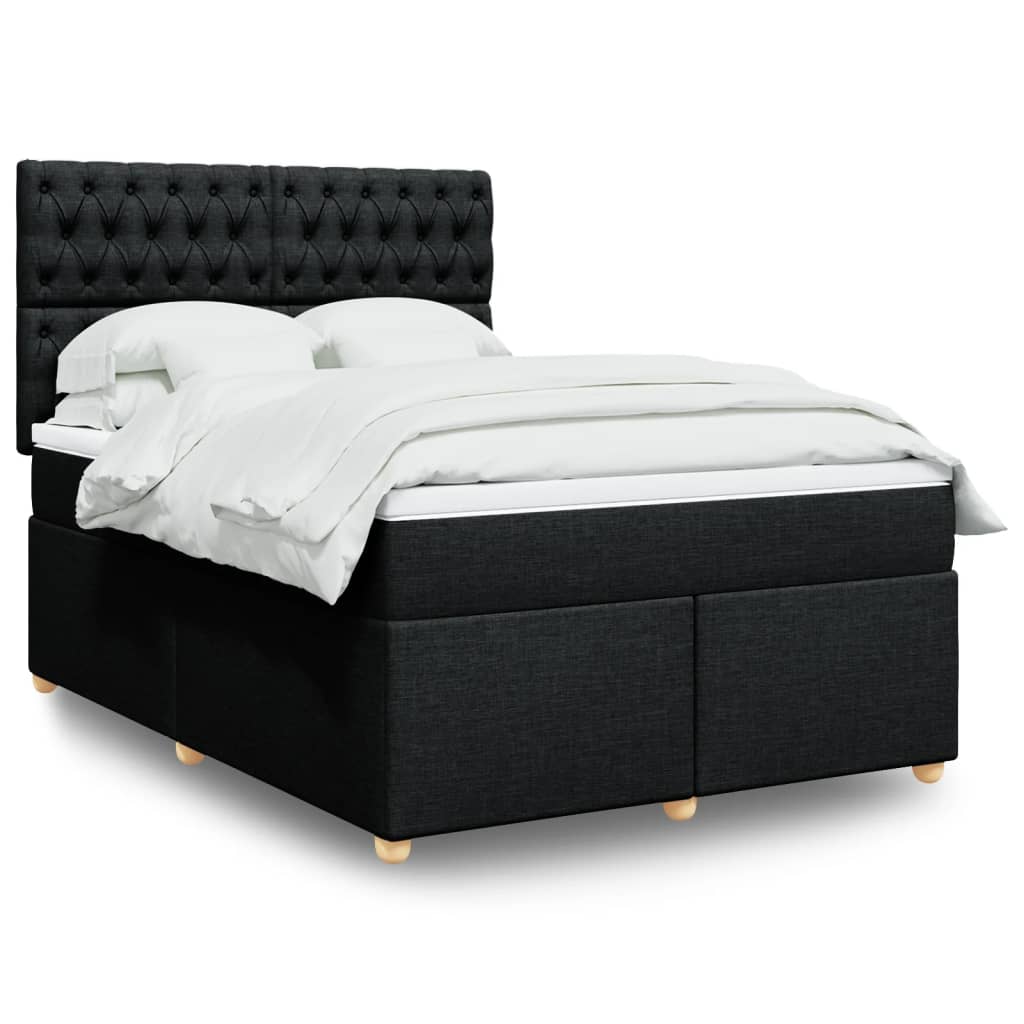 vidaXL Κρεβάτι Boxspring με Στρώμα Μαύρο 160x200 εκ. Υφασμάτινο