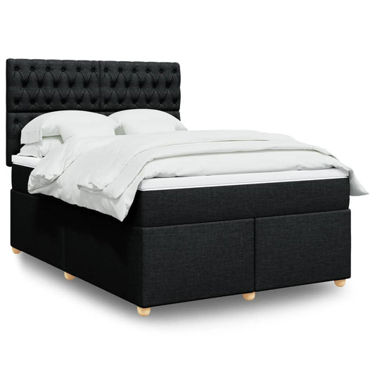 vidaXL Κρεβάτι Boxspring με Στρώμα Μαύρο 160x200 εκ. Υφασμάτινο