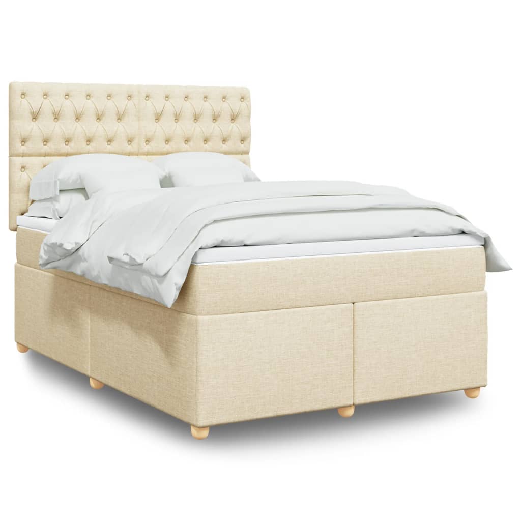 vidaXL Κρεβάτι Boxspring με Στρώμα Κρεμ 160x200 εκ. Υφασμάτινο