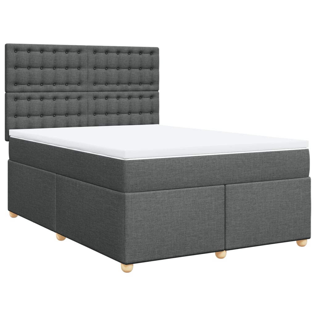 vidaXL Κρεβάτι Boxspring με Στρώμα Σκούρο Γκρι 160x200 εκ Υφασμάτινο