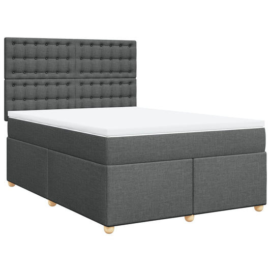 vidaXL Κρεβάτι Boxspring με Στρώμα Σκούρο Γκρι 160x200 εκ Υφασμάτινο