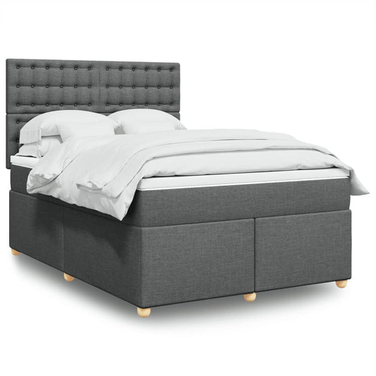 vidaXL Κρεβάτι Boxspring με Στρώμα Σκούρο Γκρι 160x200 εκ Υφασμάτινο