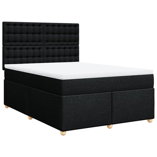 vidaXL Κρεβάτι Boxspring με Στρώμα Μαύρο 160x200 εκ. Υφασμάτινο