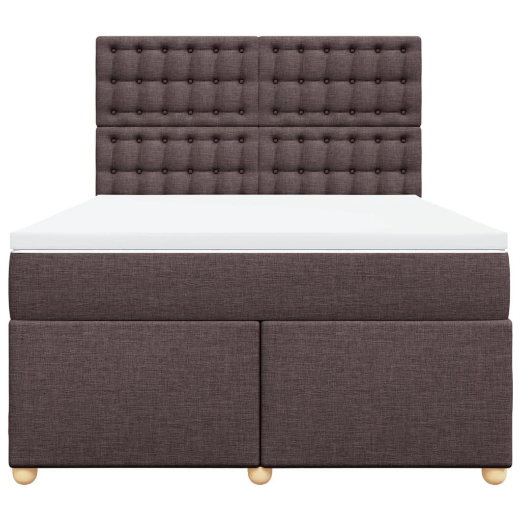 vidaXL Κρεβάτι Boxspring με Στρώμα Σκούρο Καφέ 160x200 εκ Υφασμάτινο