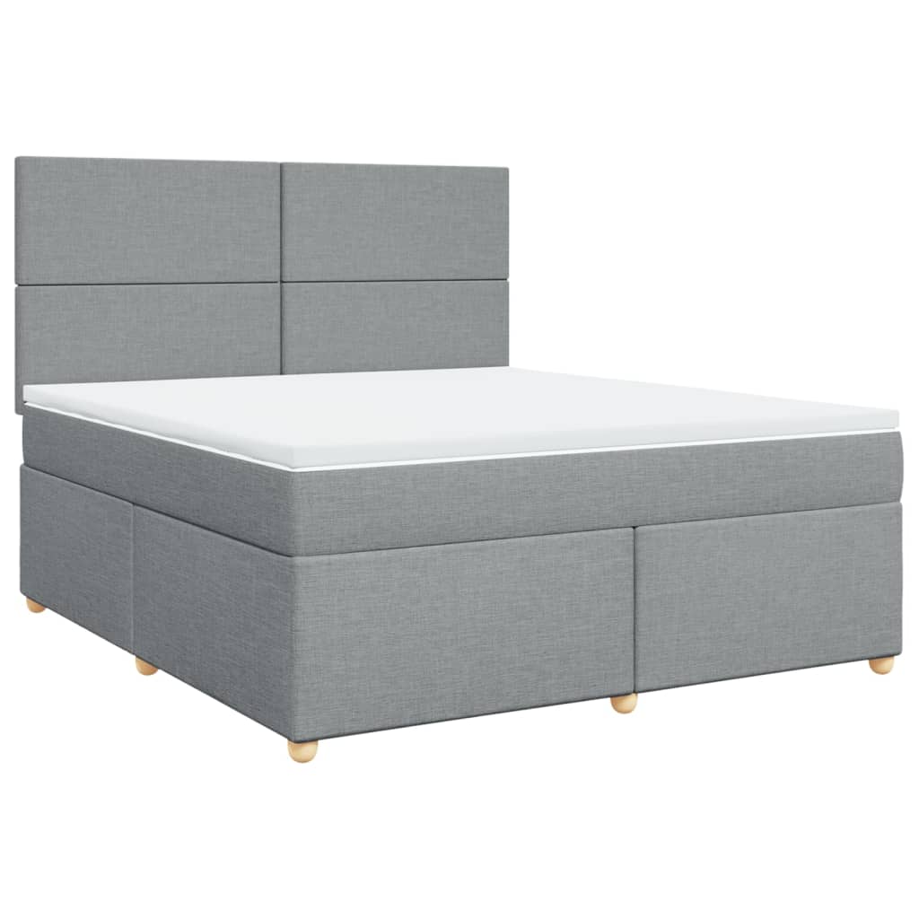 vidaXL Κρεβάτι Boxspring με Στρώμα Ανοιχτό Γκρι 180x200 εκ. Υφασμάτινο