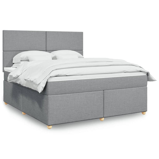 vidaXL Κρεβάτι Boxspring με Στρώμα Ανοιχτό Γκρι 180x200 εκ. Υφασμάτινο