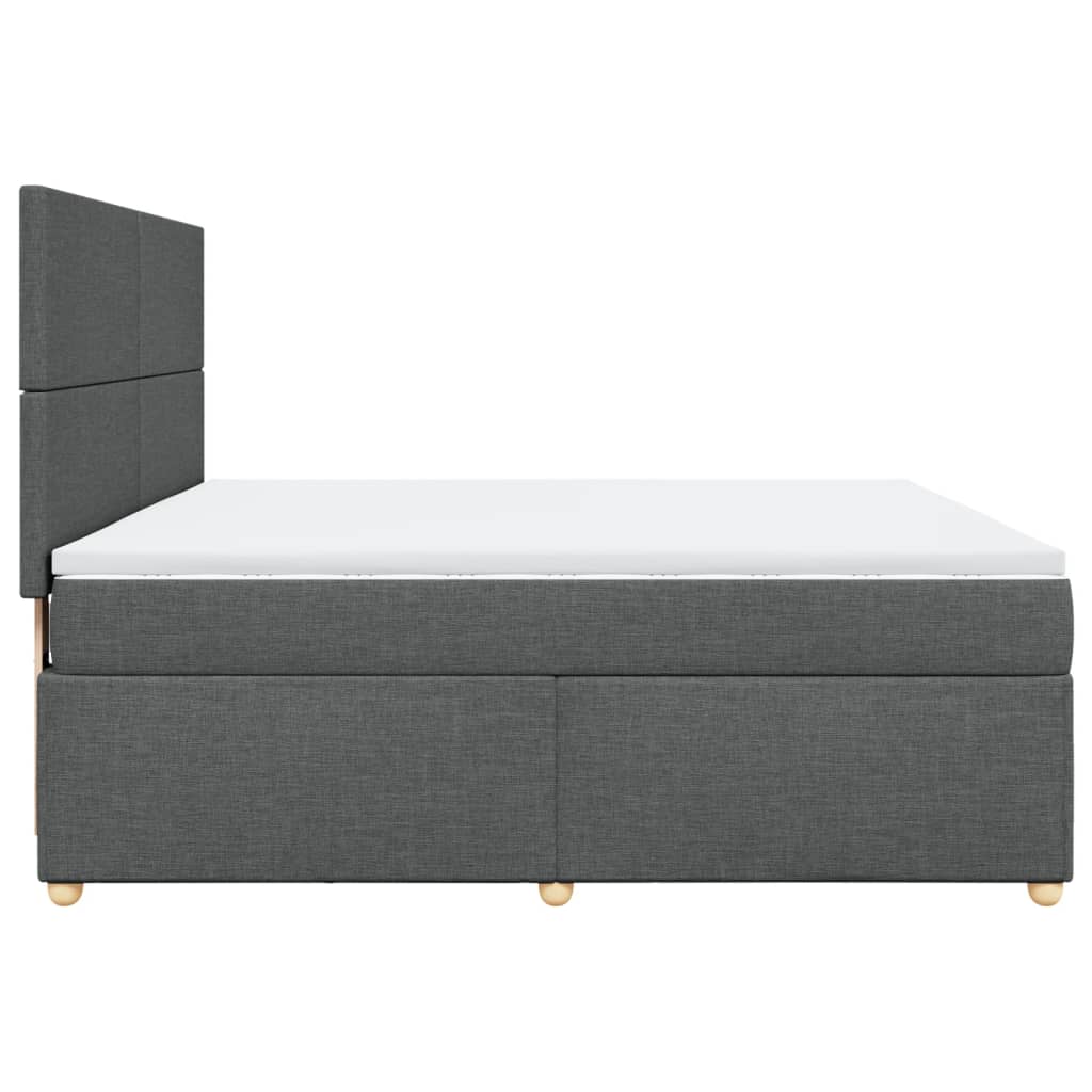 vidaXL Κρεβάτι Boxspring με Στρώμα Σκούρο Γκρι 180x200 εκ Υφασμάτιν