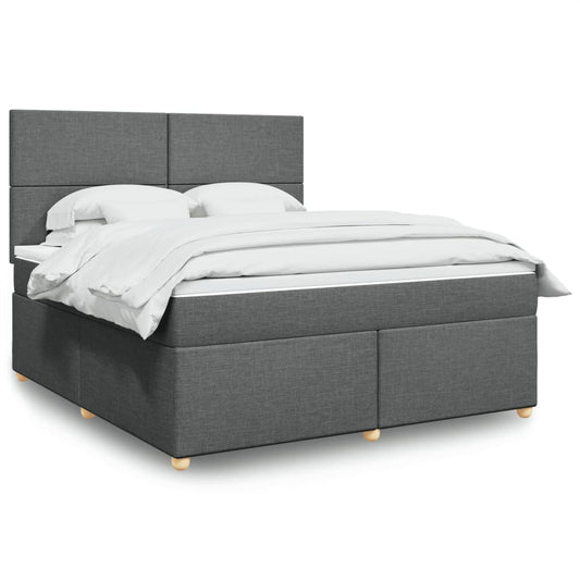 vidaXL Κρεβάτι Boxspring με Στρώμα Σκούρο Γκρι 180x200 εκ Υφασμάτιν
