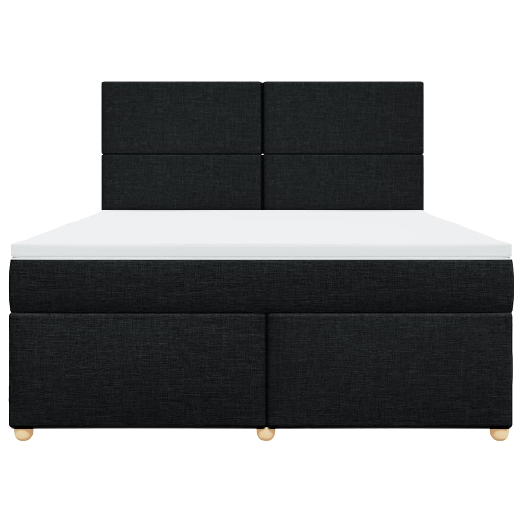 vidaXL Κρεβάτι Boxspring με Στρώμα Μαύρο 180x200 εκ. Υφασμάτινο