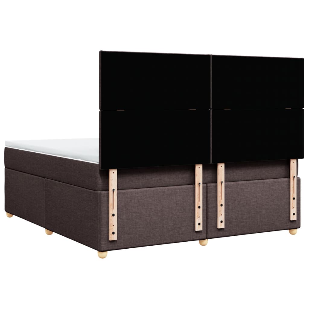 vidaXL Κρεβάτι Boxspring με Στρώμα Σκούρο Καφέ 180x200 εκ Υφασμάτινο