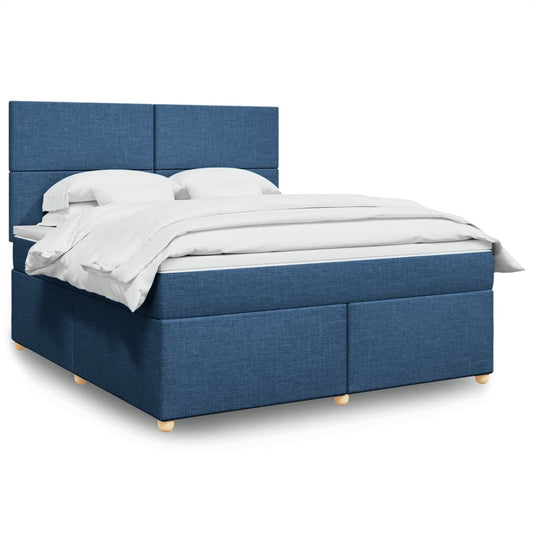 vidaXL Κρεβάτι Boxspring με Στρώμα Μπλε 180x200 εκ. Υφασμάτινο