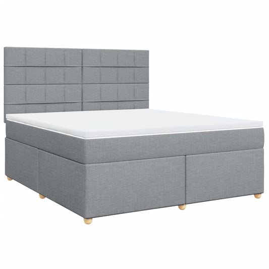 vidaXL Κρεβάτι Boxspring με Στρώμα Ανοιχτό Γκρι 180x200 εκ. Υφασμάτινο