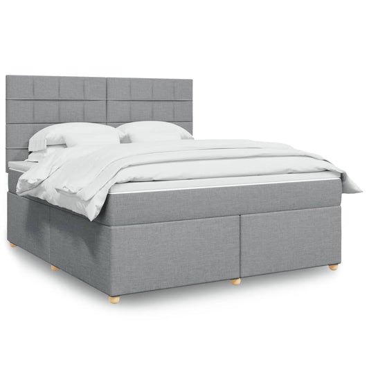 vidaXL Κρεβάτι Boxspring με Στρώμα Ανοιχτό Γκρι 180x200 εκ. Υφασμάτινο