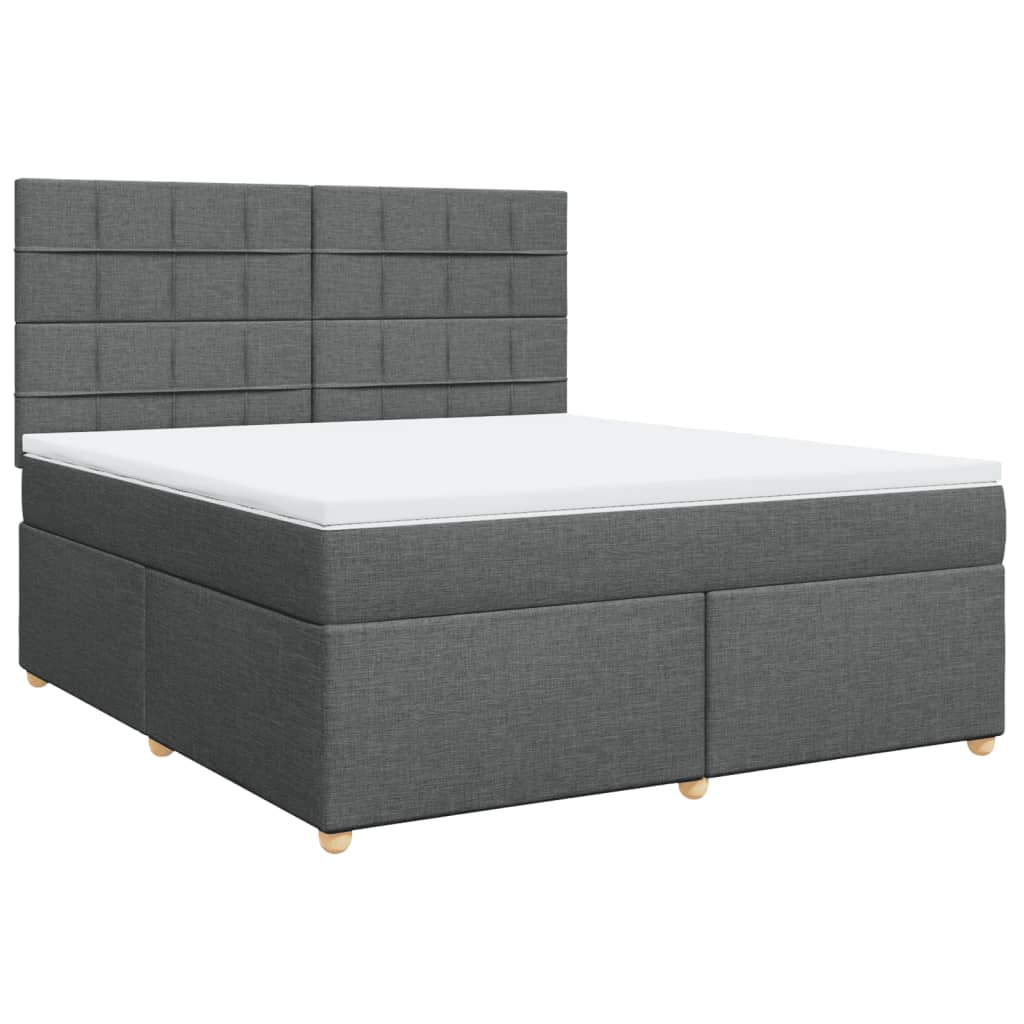 vidaXL Κρεβάτι Boxspring με Στρώμα Σκούρο Γκρι 180x200 εκ Υφασμάτιν