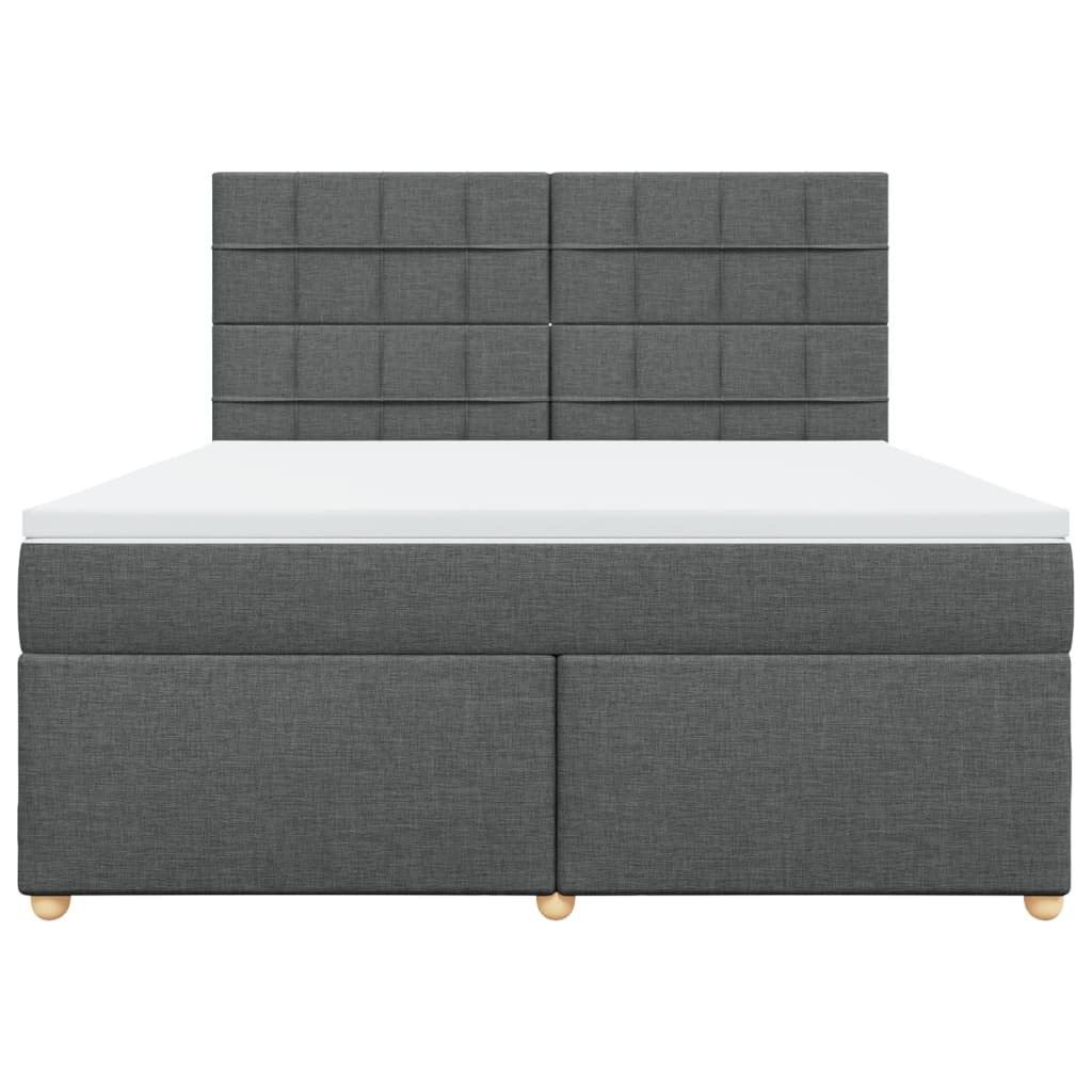 vidaXL Κρεβάτι Boxspring με Στρώμα Σκούρο Γκρι 180x200 εκ Υφασμάτιν