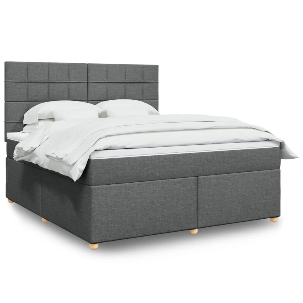 vidaXL Κρεβάτι Boxspring με Στρώμα Σκούρο Γκρι 180x200 εκ Υφασμάτιν