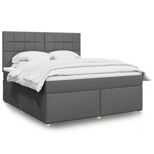 vidaXL Κρεβάτι Boxspring με Στρώμα Σκούρο Γκρι 180x200 εκ Υφασμάτιν