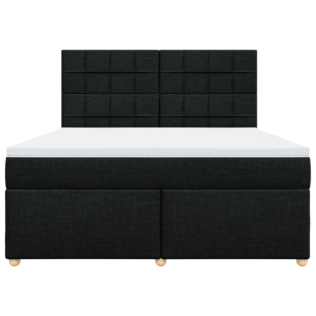 vidaXL Κρεβάτι Boxspring με Στρώμα Μαύρο 180x200 εκ. Υφασμάτινο