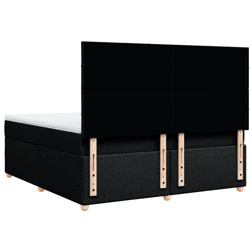 vidaXL Κρεβάτι Boxspring με Στρώμα Μαύρο 180x200 εκ. Υφασμάτινο