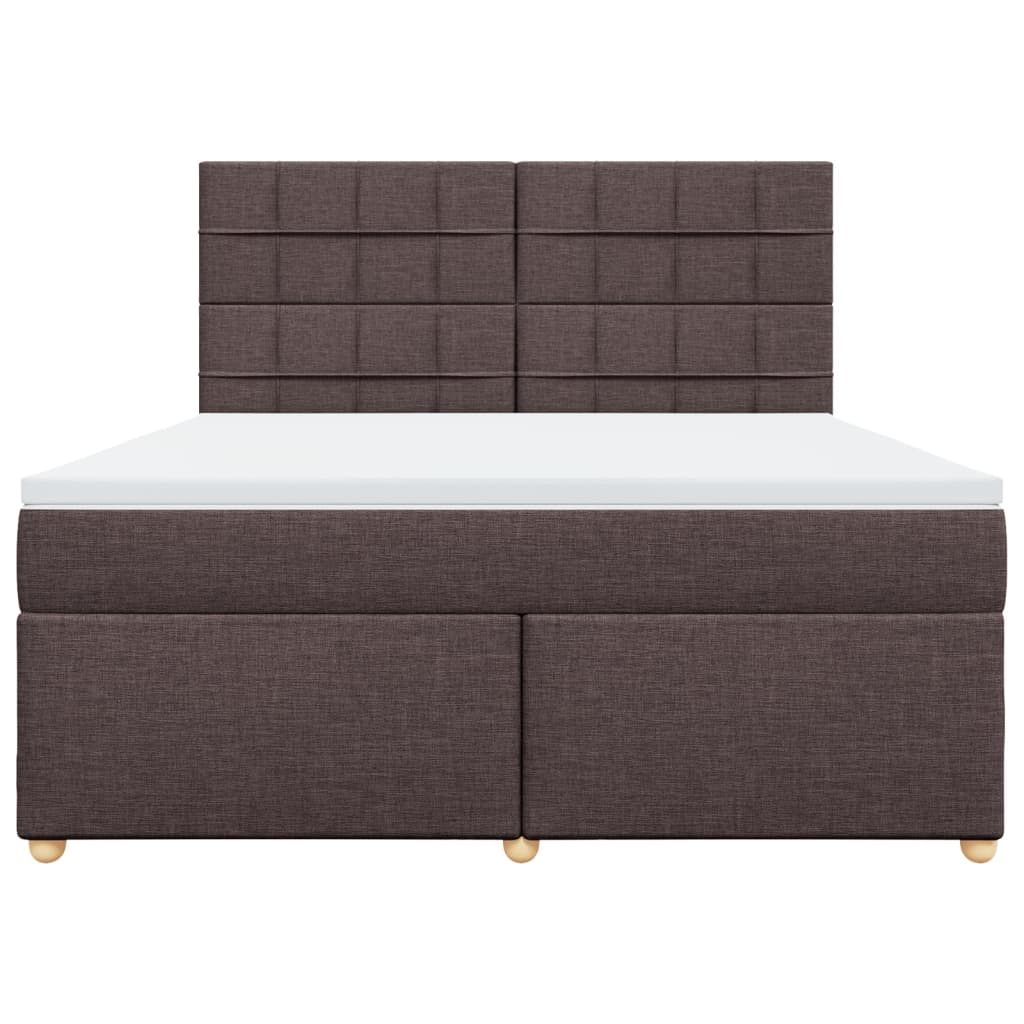 vidaXL Κρεβάτι Boxspring με Στρώμα Σκούρο Καφέ 180x200 εκ Υφασμάτινο