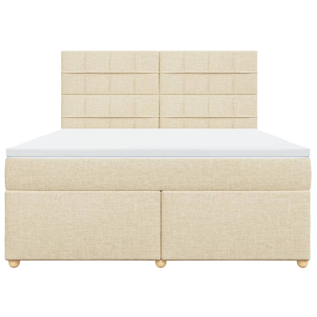 vidaXL Κρεβάτι Boxspring με Στρώμα Κρεμ 180x200 εκ. Υφασμάτινο