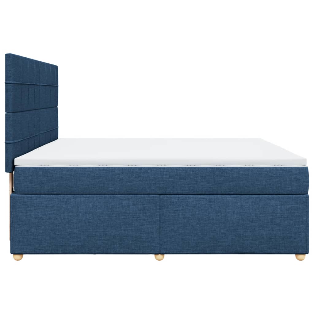 vidaXL Κρεβάτι Boxspring με Στρώμα Μπλε 180x200 εκ. Υφασμάτινο