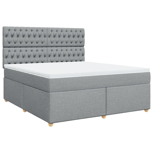 vidaXL Κρεβάτι Boxspring με Στρώμα Ανοιχτό Γκρι 180x200 εκ. Υφασμάτινο