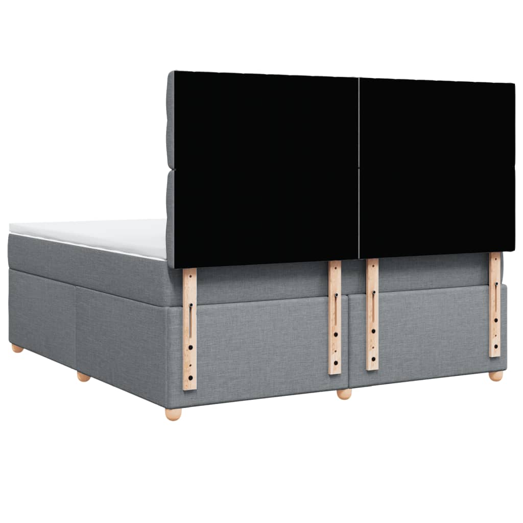 vidaXL Κρεβάτι Boxspring με Στρώμα Ανοιχτό Γκρι 180x200 εκ. Υφασμάτινο