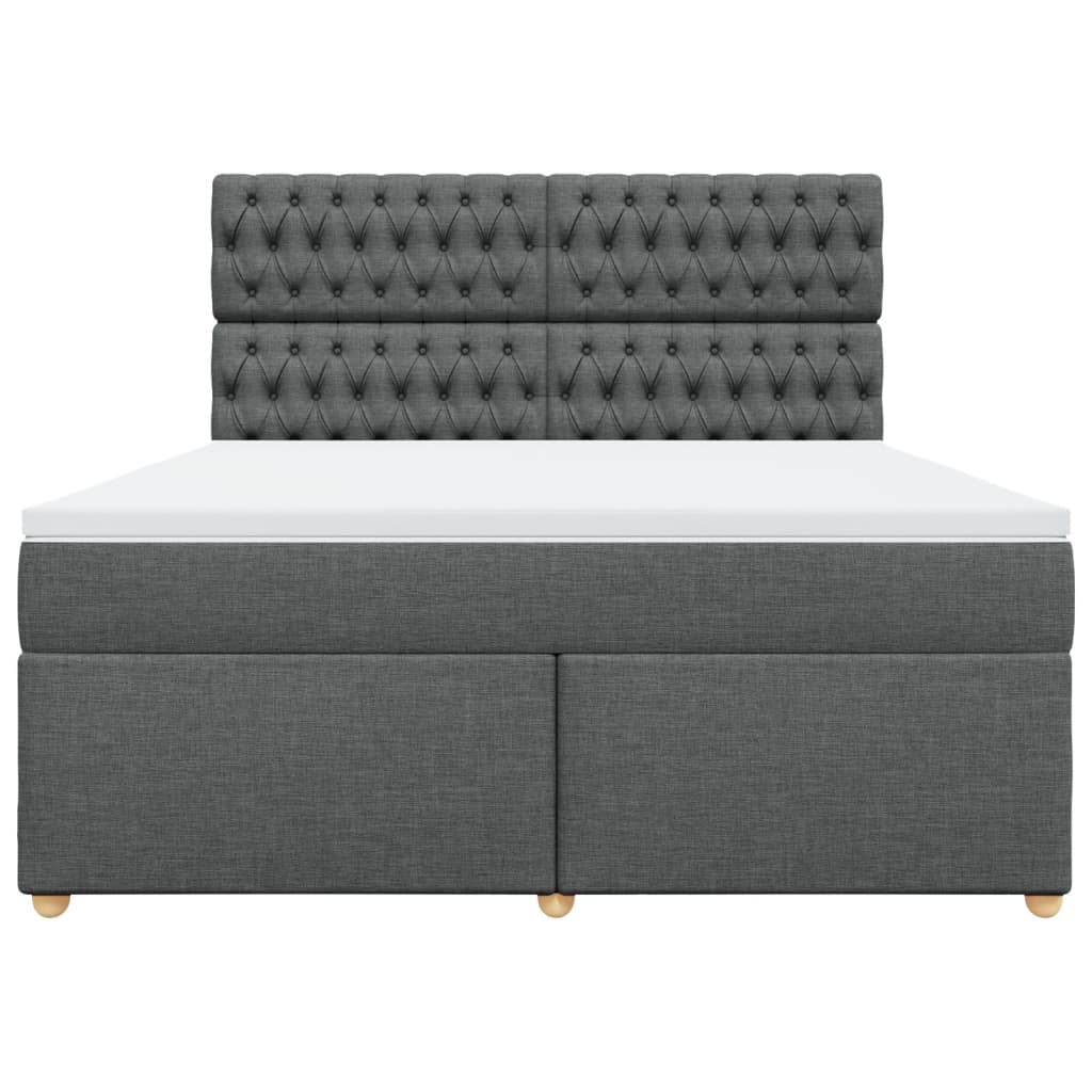 vidaXL Κρεβάτι Boxspring με Στρώμα Σκούρο Γκρι 180x200 εκ Υφασμάτιν