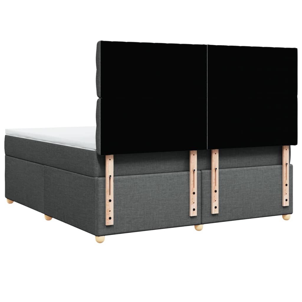 vidaXL Κρεβάτι Boxspring με Στρώμα Σκούρο Γκρι 180x200 εκ Υφασμάτιν