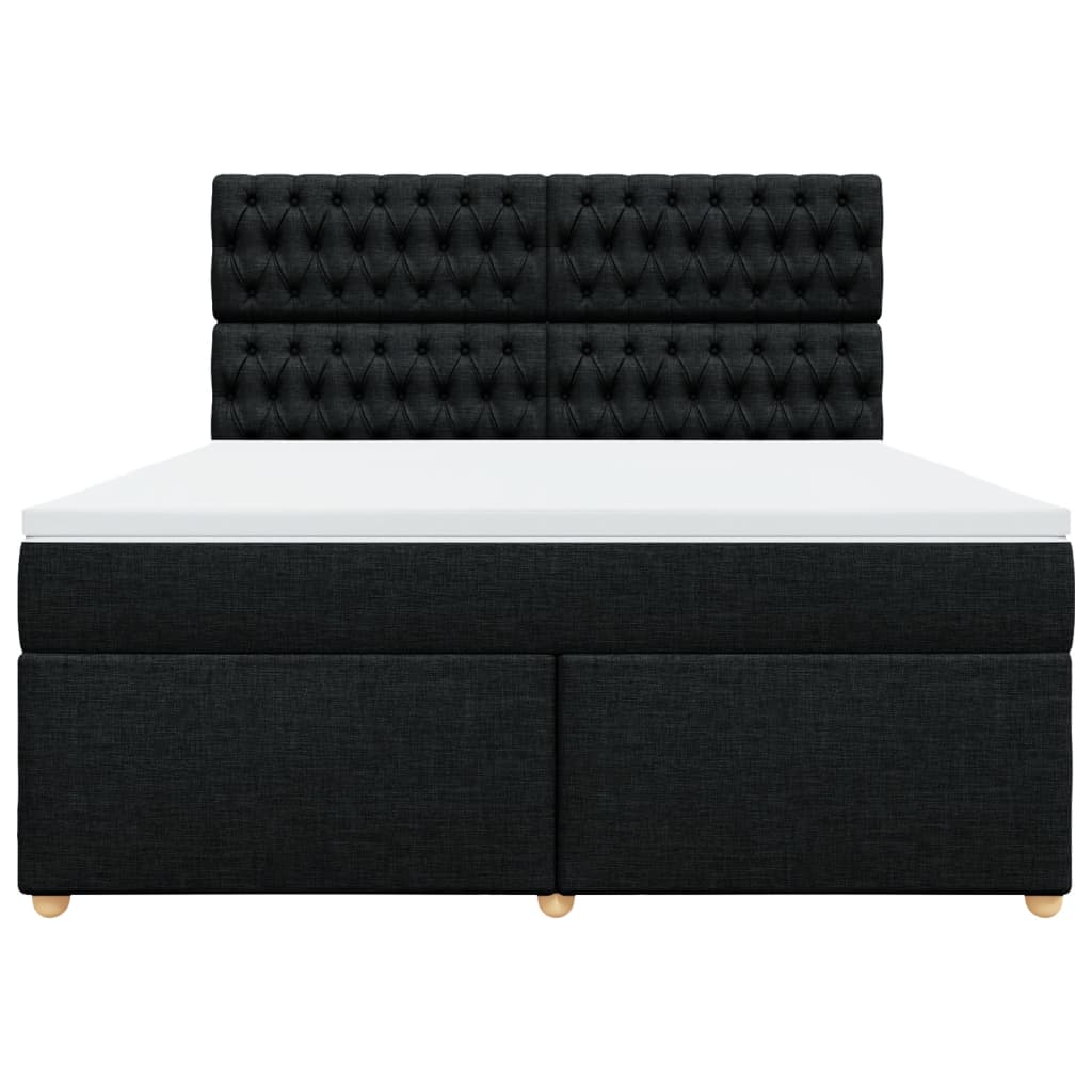 vidaXL Κρεβάτι Boxspring με Στρώμα Μαύρο 180x200 εκ. Υφασμάτινο