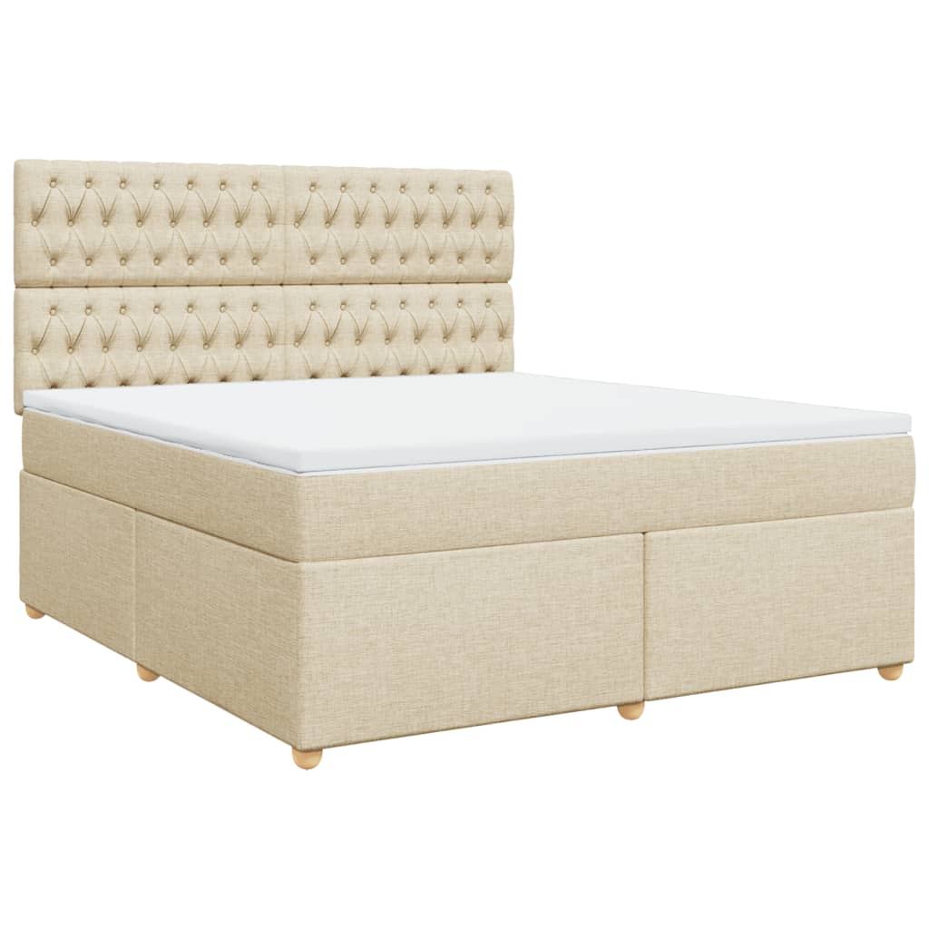 vidaXL Κρεβάτι Boxspring με Στρώμα Κρεμ 180x200 εκ. Υφασμάτινο