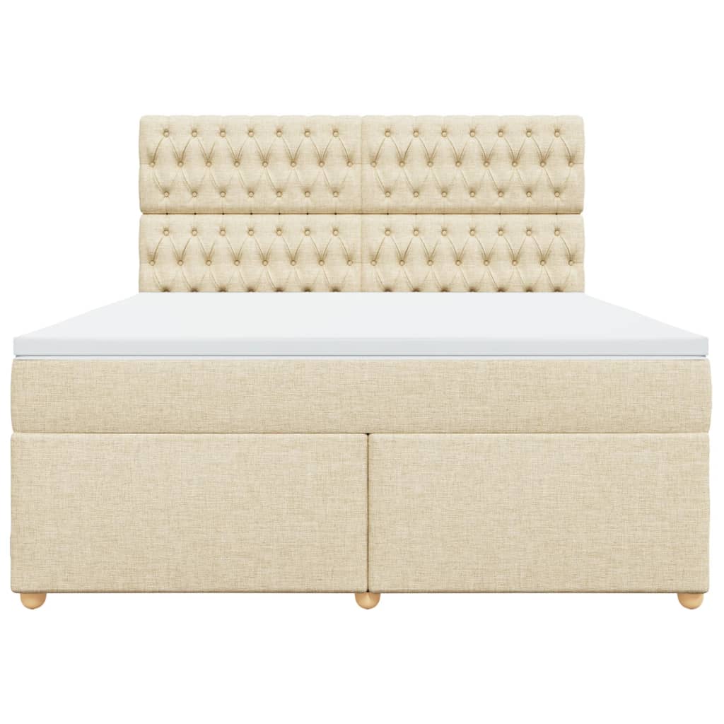 vidaXL Κρεβάτι Boxspring με Στρώμα Κρεμ 180x200 εκ. Υφασμάτινο