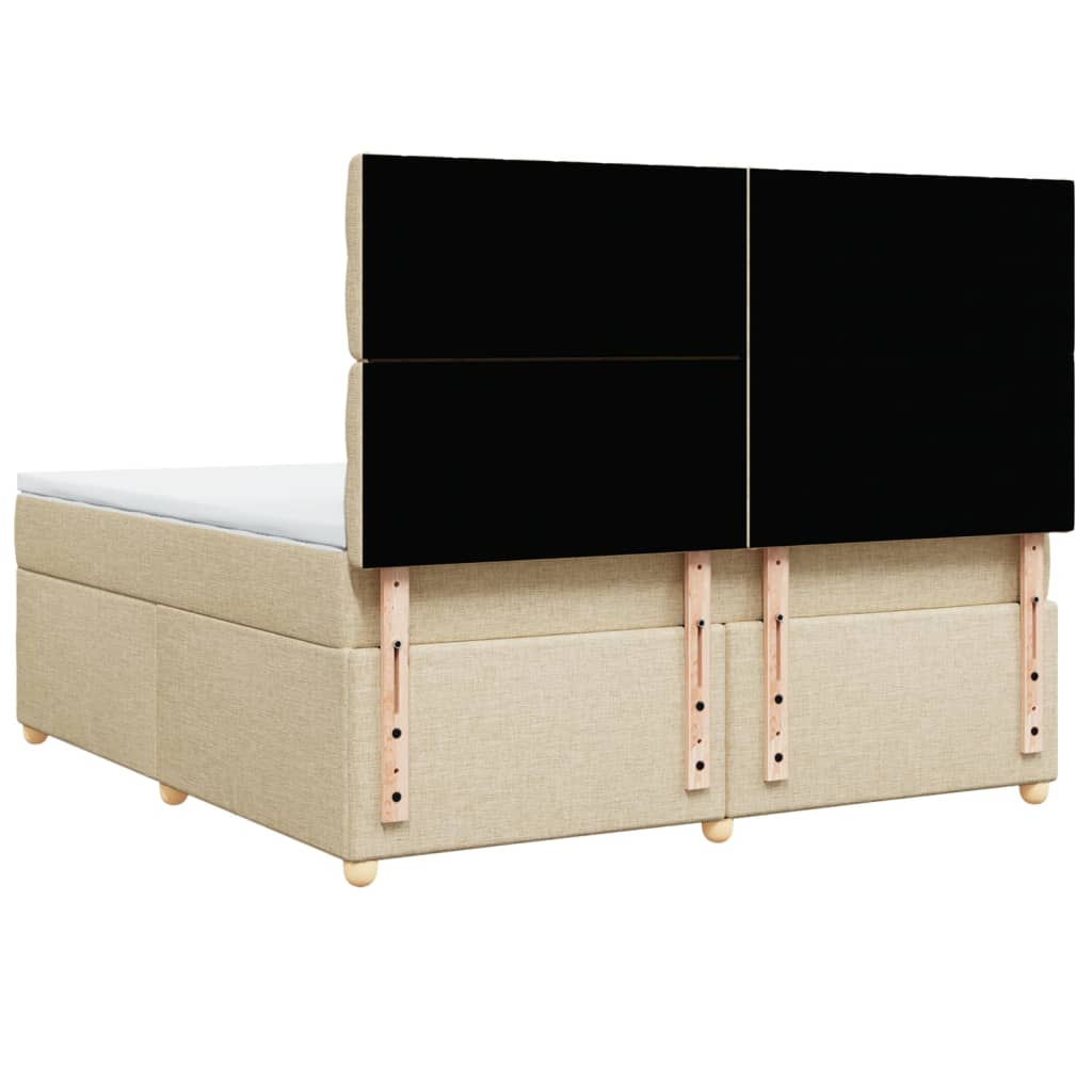 vidaXL Κρεβάτι Boxspring με Στρώμα Κρεμ 180x200 εκ. Υφασμάτινο