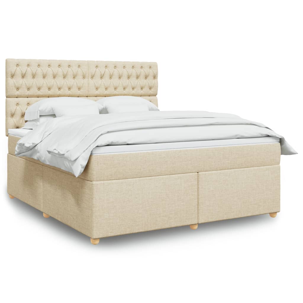 vidaXL Κρεβάτι Boxspring με Στρώμα Κρεμ 180x200 εκ. Υφασμάτινο