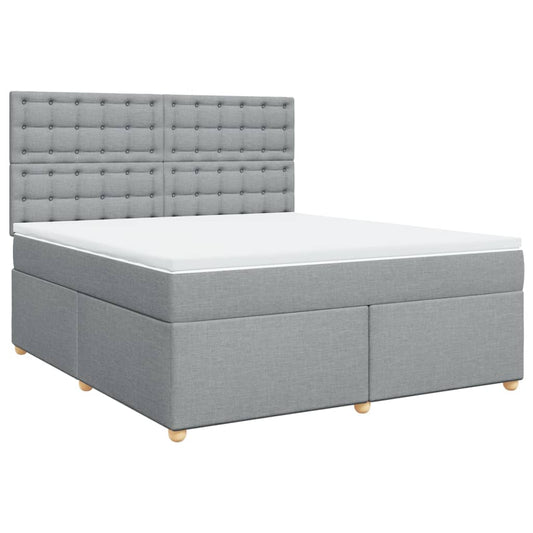 vidaXL Κρεβάτι Boxspring με Στρώμα Ανοιχτό Γκρι 180x200 εκ. Υφασμάτινο