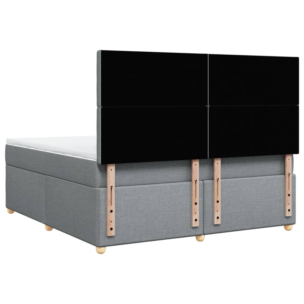 vidaXL Κρεβάτι Boxspring με Στρώμα Ανοιχτό Γκρι 180x200 εκ. Υφασμάτινο