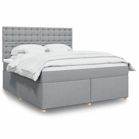 vidaXL Κρεβάτι Boxspring με Στρώμα Ανοιχτό Γκρι 180x200 εκ. Υφασμάτινο
