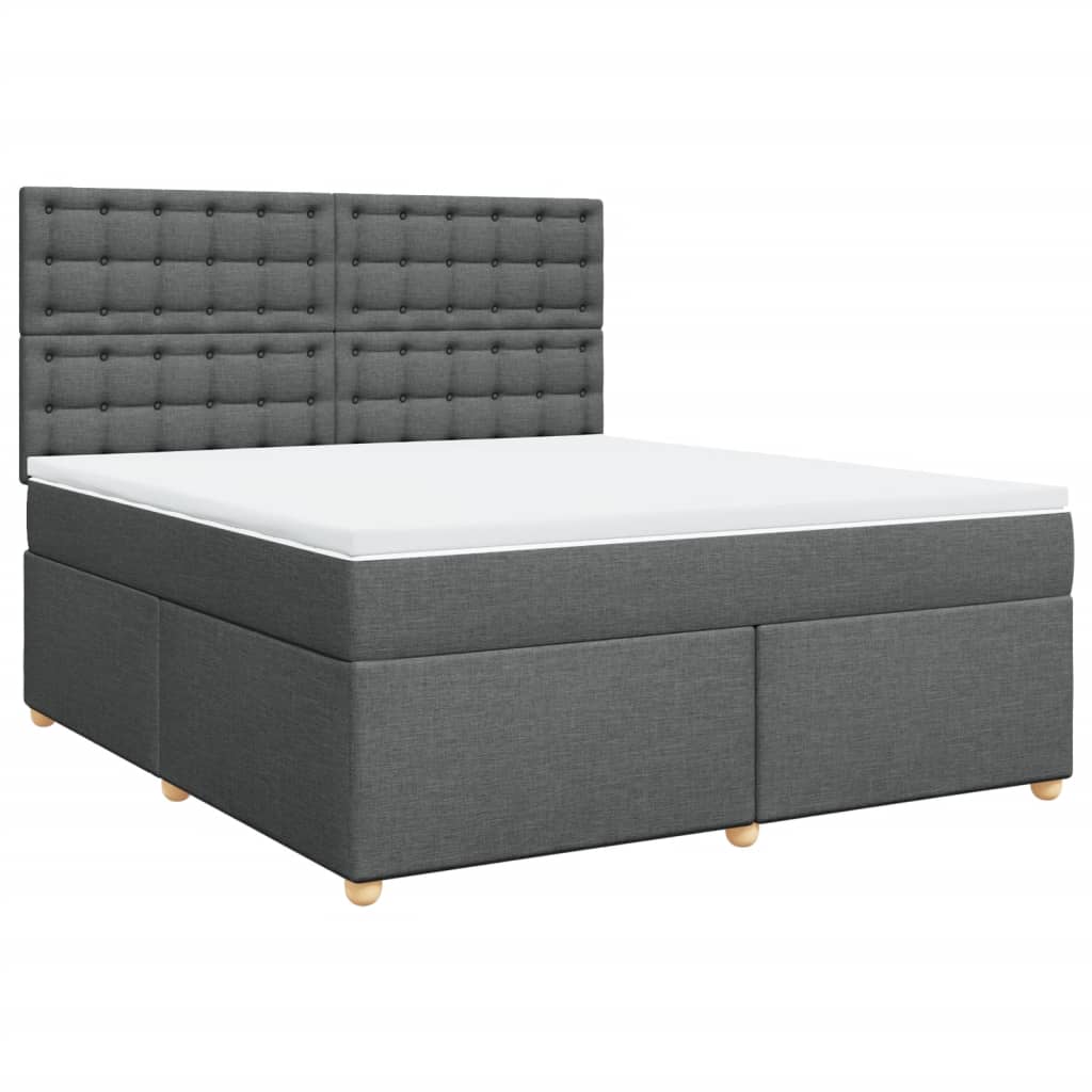 vidaXL Κρεβάτι Boxspring με Στρώμα Σκούρο Γκρι 180x200 εκ Υφασμάτιν
