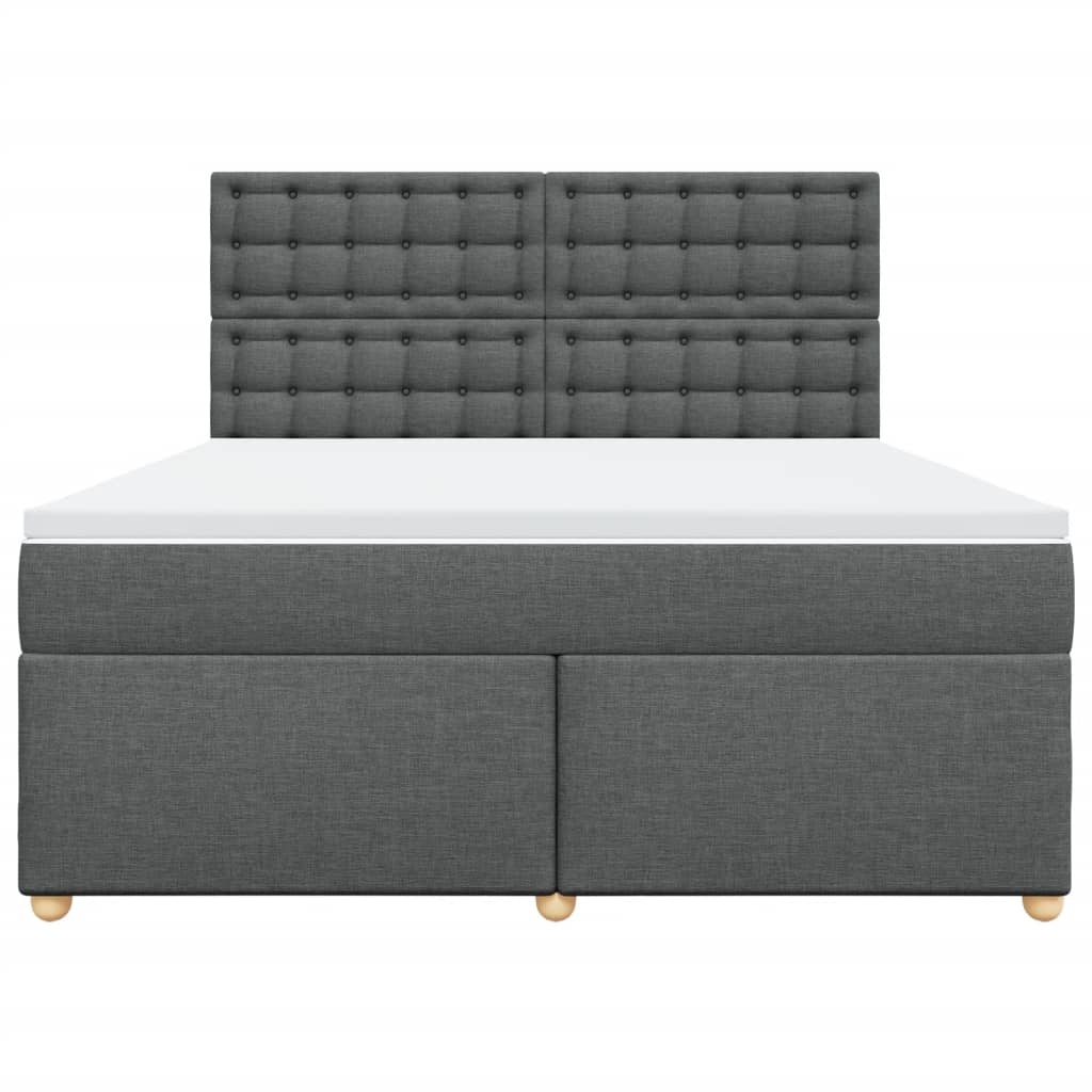 vidaXL Κρεβάτι Boxspring με Στρώμα Σκούρο Γκρι 180x200 εκ Υφασμάτιν