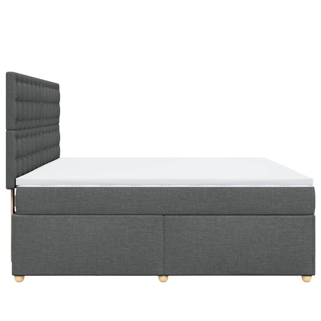 vidaXL Κρεβάτι Boxspring με Στρώμα Σκούρο Γκρι 180x200 εκ Υφασμάτιν