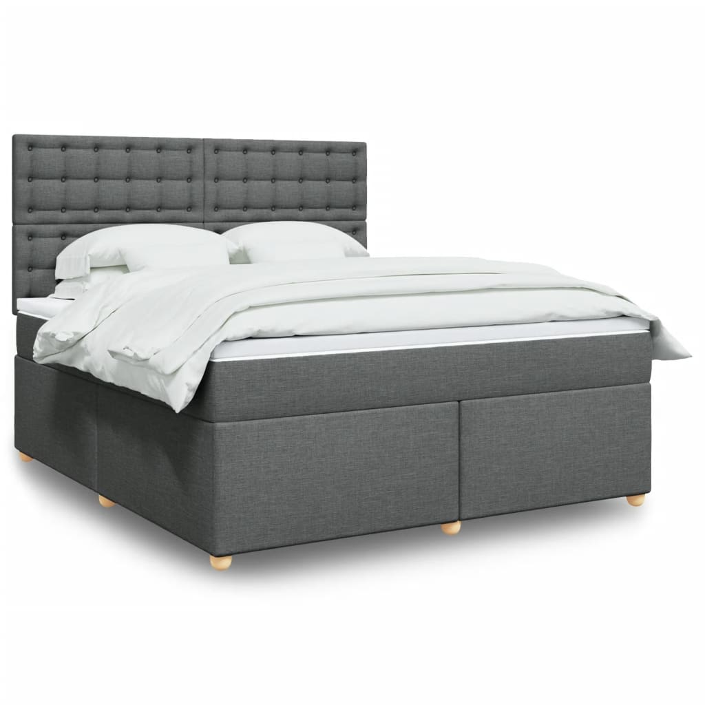 vidaXL Κρεβάτι Boxspring με Στρώμα Σκούρο Γκρι 180x200 εκ Υφασμάτιν