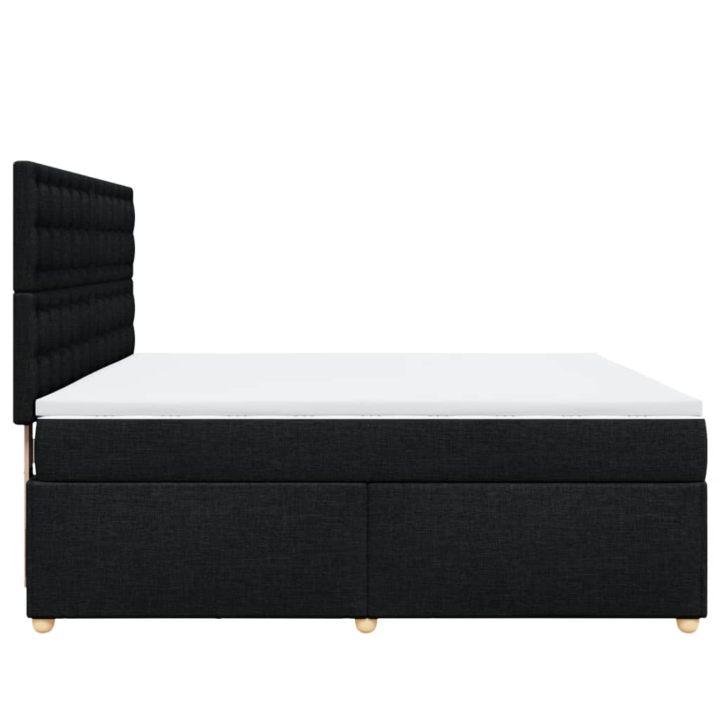 vidaXL Κρεβάτι Boxspring με Στρώμα Μαύρο 180x200 εκ. Υφασμάτινο