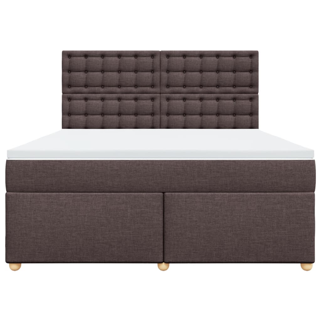 vidaXL Κρεβάτι Boxspring με Στρώμα Σκούρο Καφέ 180x200 εκ Υφασμάτινο
