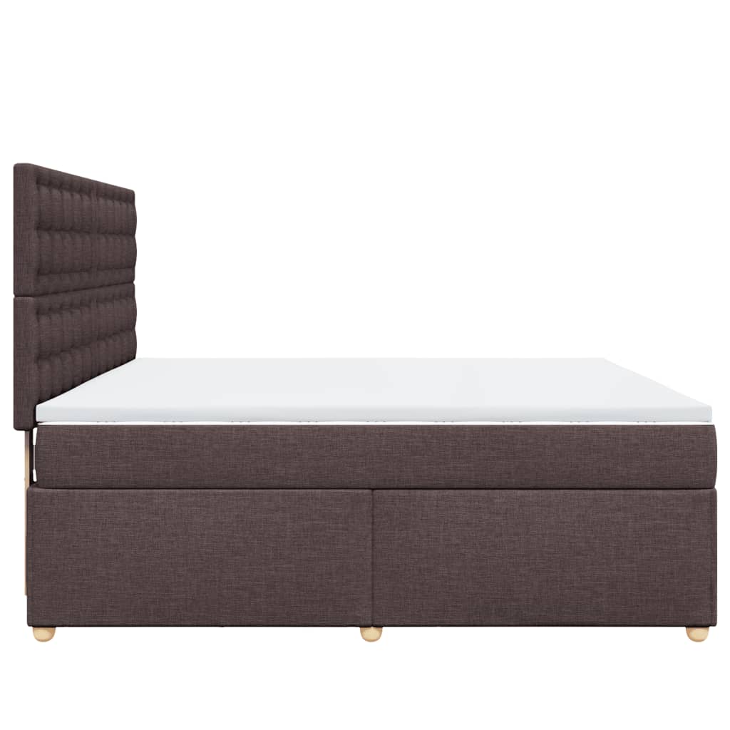 vidaXL Κρεβάτι Boxspring με Στρώμα Σκούρο Καφέ 180x200 εκ Υφασμάτινο