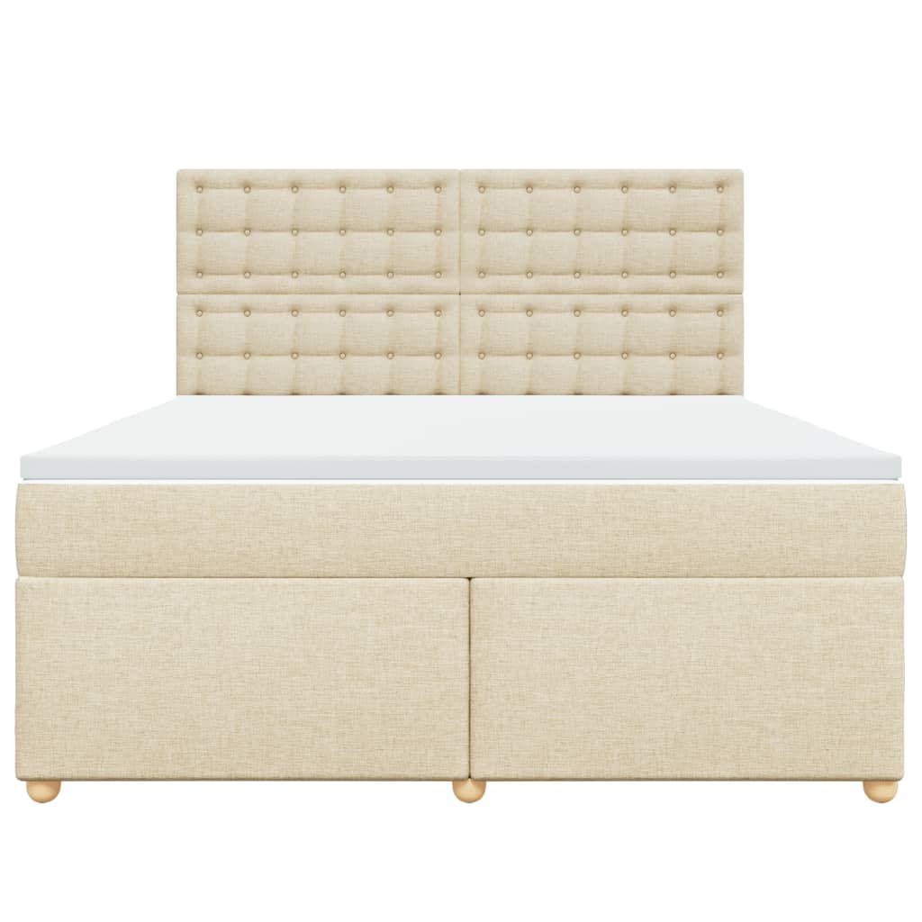 vidaXL Κρεβάτι Boxspring με Στρώμα Κρεμ 180x200 εκ. Υφασμάτινο