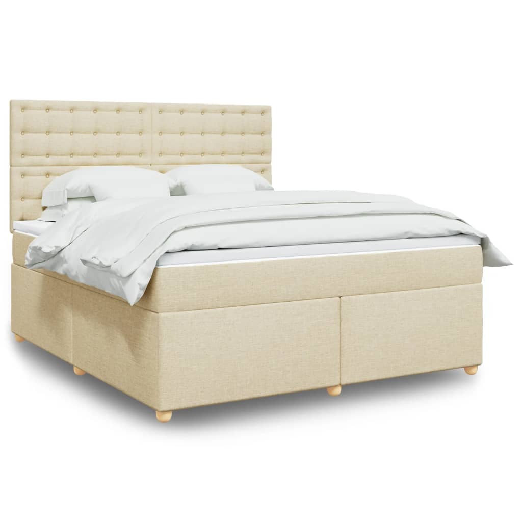 vidaXL Κρεβάτι Boxspring με Στρώμα Κρεμ 180x200 εκ. Υφασμάτινο