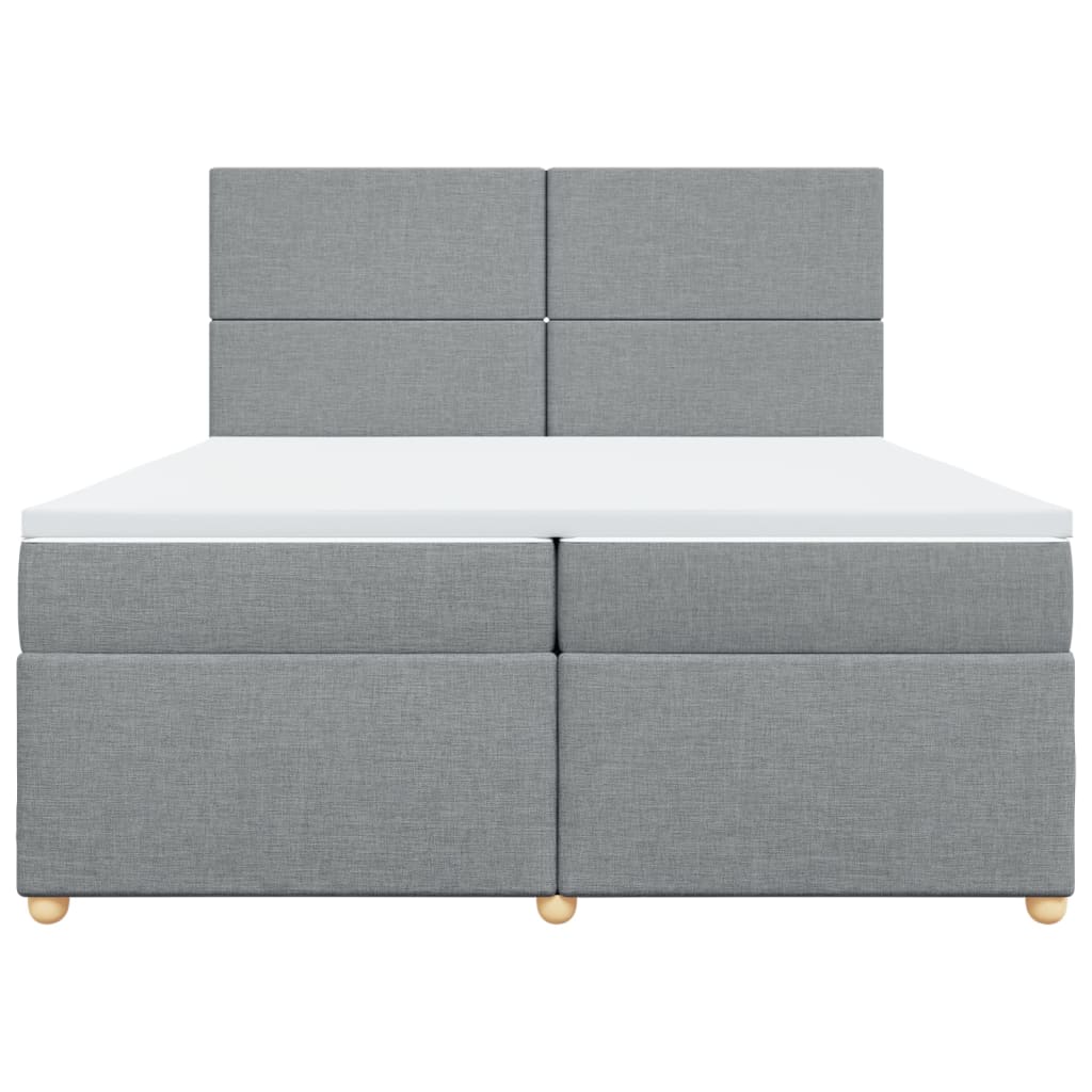 vidaXL Κρεβάτι Boxspring με Στρώμα Ανοιχτό Γκρι 200x200 εκ. Υφασμάτινο